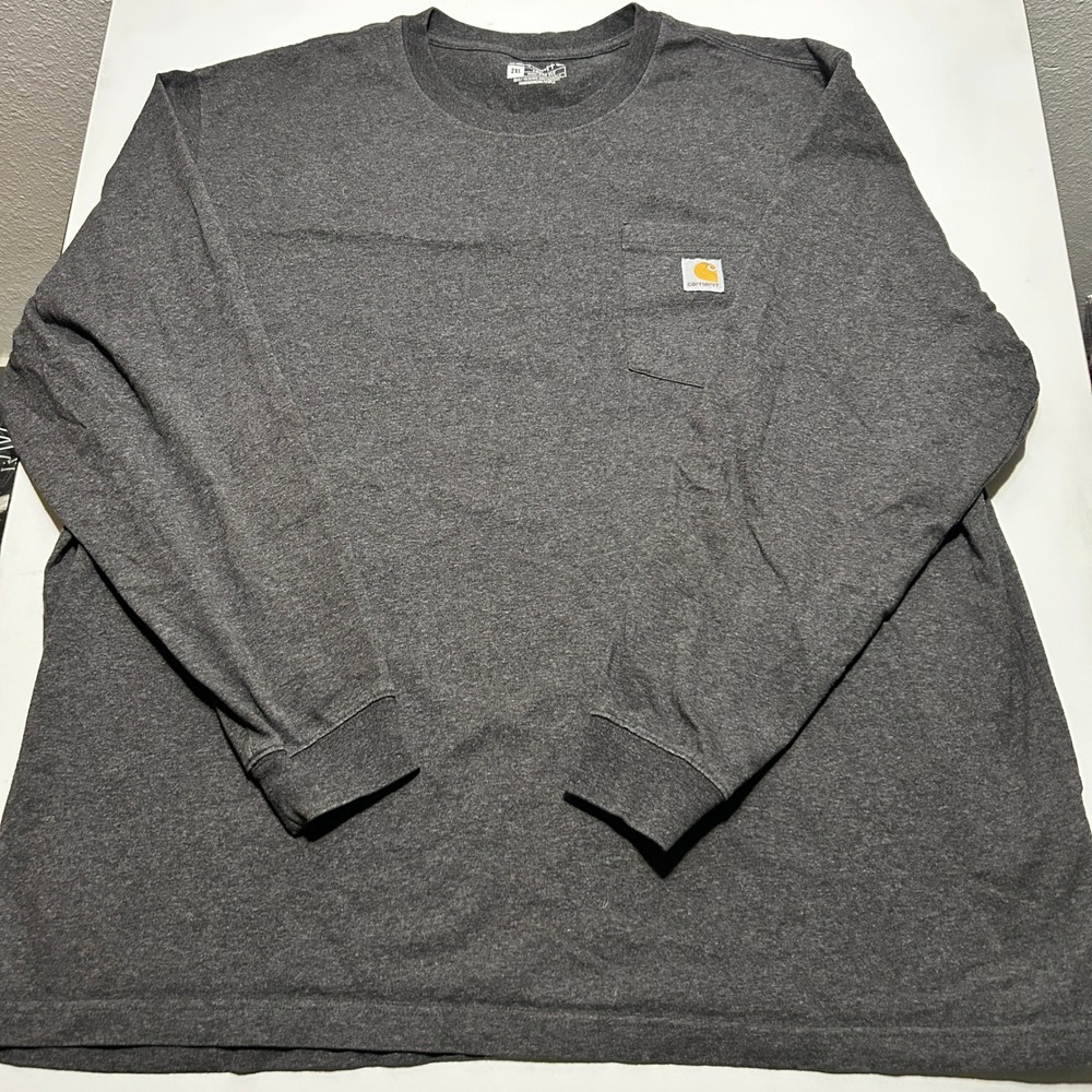 Carhartt Mens 2XL Loose Fit Long Sleeve Pocket T-Shirt Charcoal Heather Grey